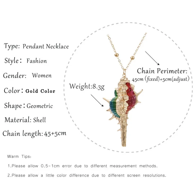 Bohemian Natural Cowrie Shell Pendant Necklace Conch Shell Chain Necklace Fashion Hawaii Summer Beach Jewelry Women Girl Gift