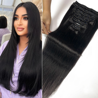 Straight Brazilian Machine Remy Clip in Hair Extensions Full Head Human Hair 100% Real Natural Hairpiece Clips On 120G 14 To 22