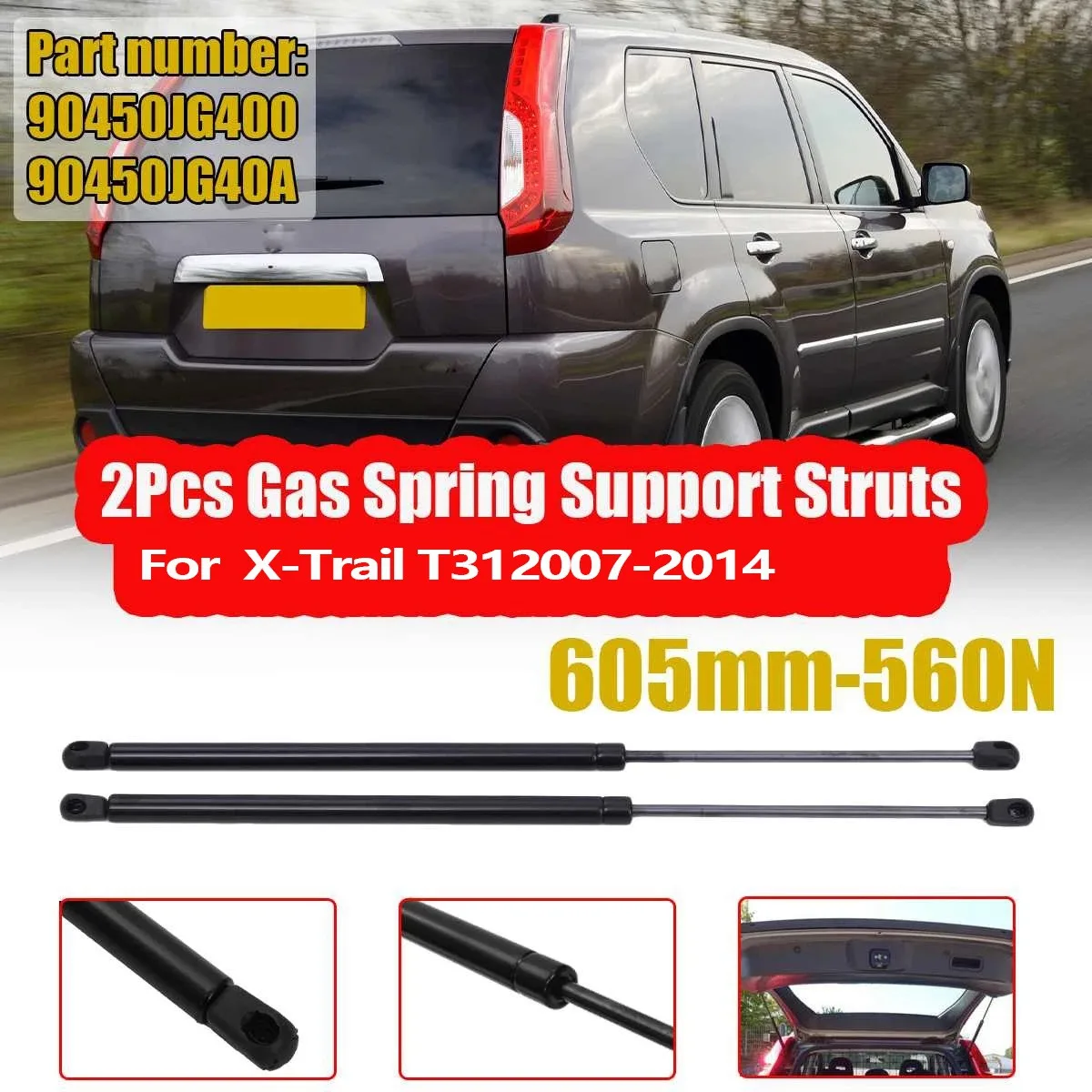 Gas Spring Strut Lift Cylinder Support 90450JG400 90451JG400 7019YN 5642ZA for T31 2007-2014