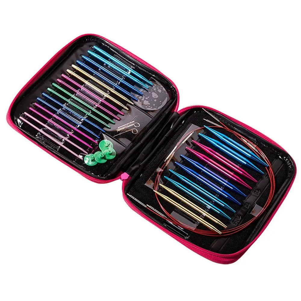 

Interchangeable Knitting Needle Set Aluminum Plastic Knitting Supplies Knitting Tools Crochet Hooks Gift for Weaving Enthusiasts