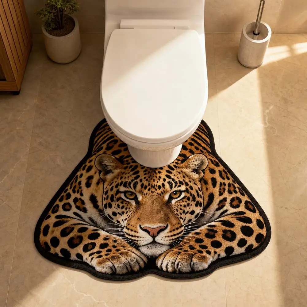 Irregular Animal Shape U-Shaped Toilet Floor Mat Quick Drying Absorbent Non-Slip Bathroom Mat Dirt Resistant Mat