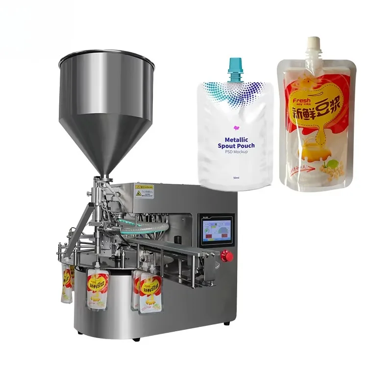 Custom Desktop Tomato Paste Sachet Packing Automatic Spout Pouch Bag Filling Capping Machine