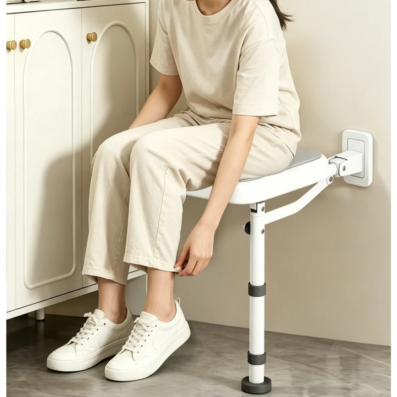 노인용 샤워 의자, 욕실 접이식 스툴, 안전 미끄럼 방지 팔걸이, 높이 조절 가능 욕실 의자 및 스툴