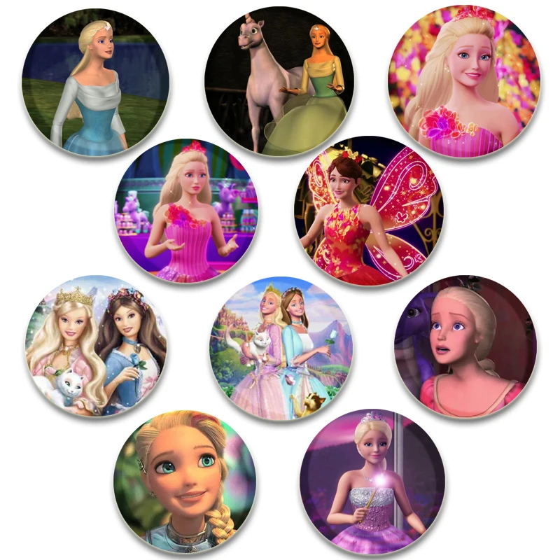 

Cartoon Tin Plate Round Enamel Pins Barbie Millicent Roberts Alloy Brooch Custom Funny Badge Punk Accessories Jewelry Gifts