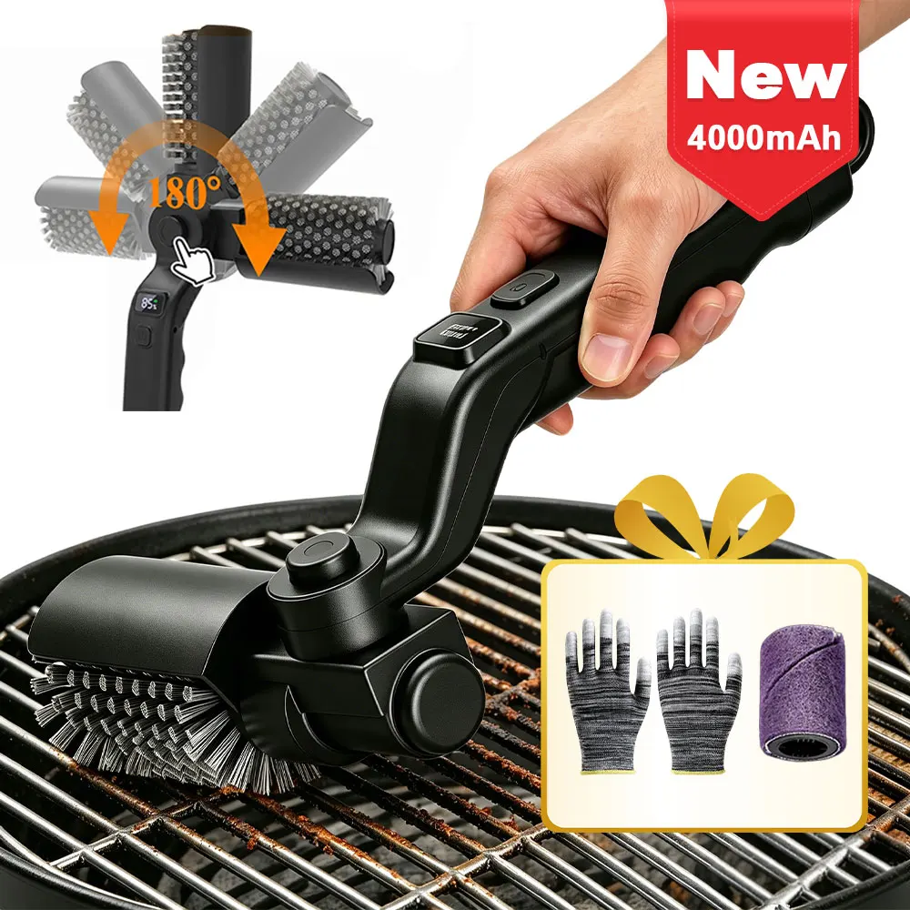 

Electric Grill Brush Cleaning BBQ Cleaner Brush Cordless Rechargeable Rotary Adjustable Outdoor Heavy oil Stains Clean Tool