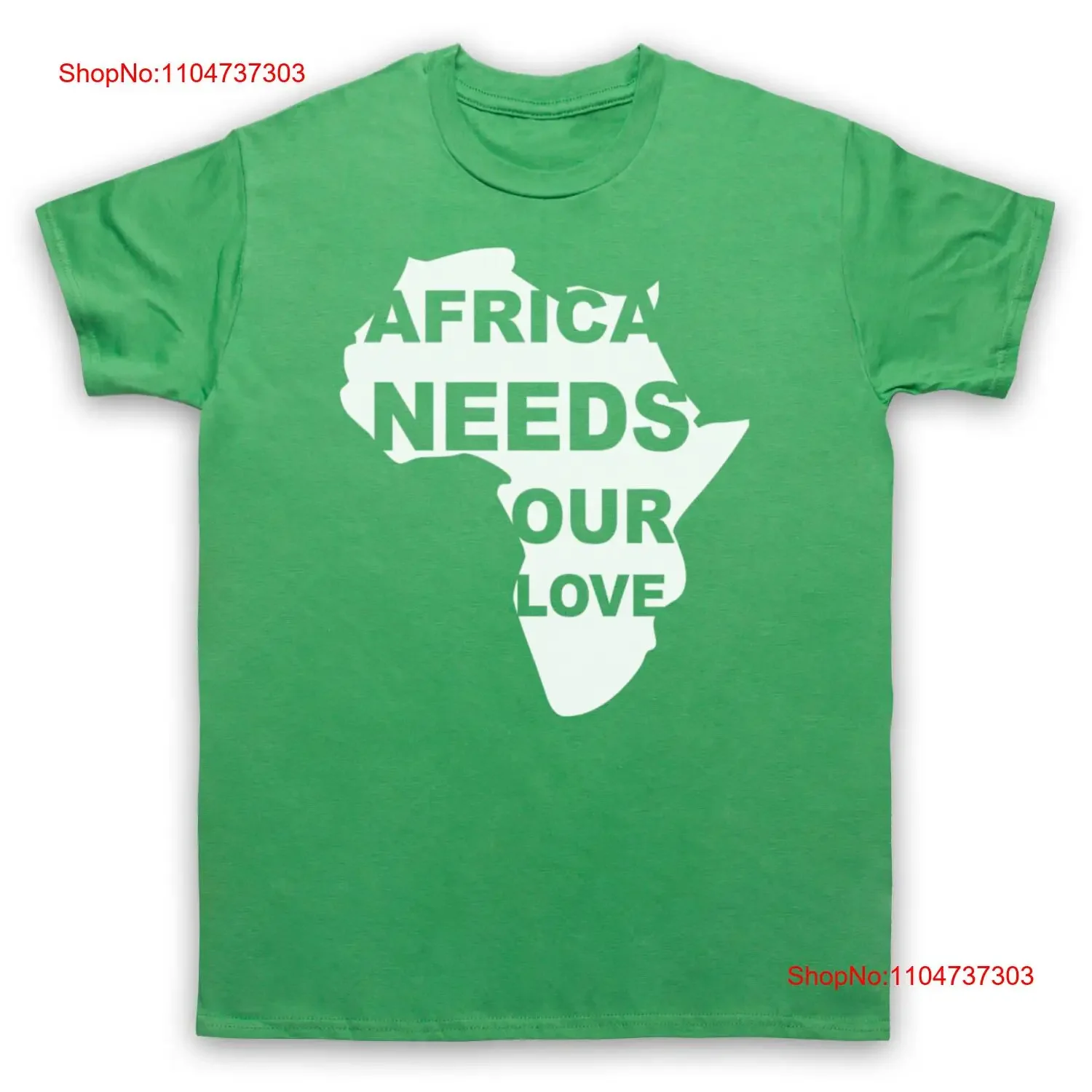 AFRICA NEEDS OUR LOVE PROTEST SLOGAN CHARITY HUNGER hommes femmes t-shirt vintage lavé unisexe streetwear respirant
