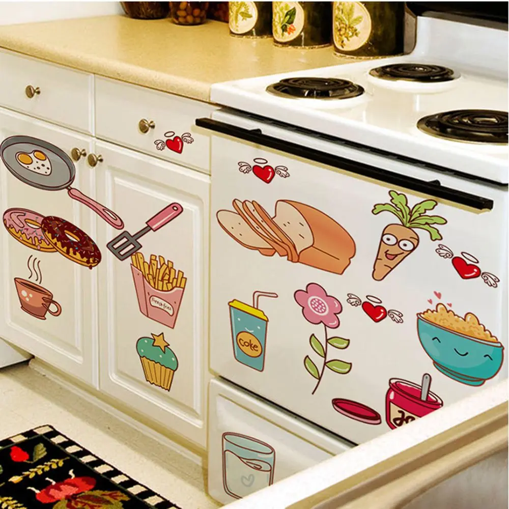 Vinyl Self Adhesive Removable Home Decoration Wall Sticker Kitchen Decor Decal Food Pattern