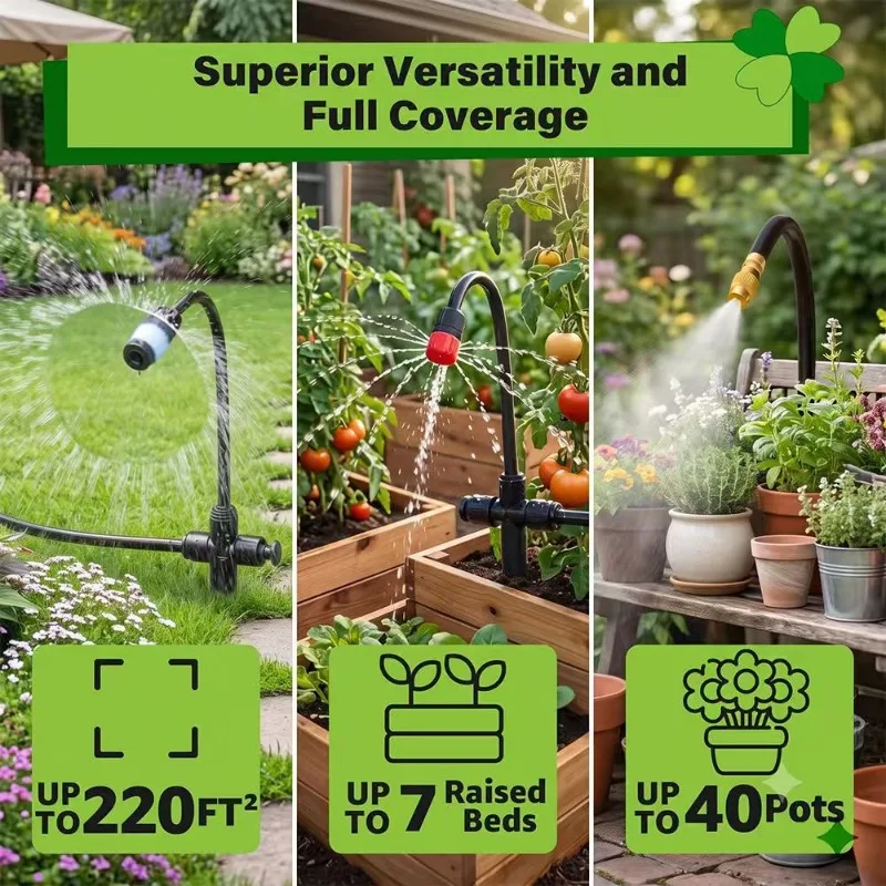 Garden Irrigation Set Universal Sprinkler Head Automatic Watering Detachable Bendable Atomization Cooling Spraying Sprinkler