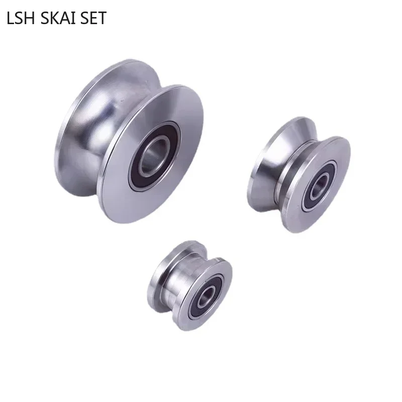 1pc Stainless Steel Track Pulley Customized Bearing Wheel V/U/H Type Wire Rope Lifting Pulleys Sliding Door Wheels Rollers