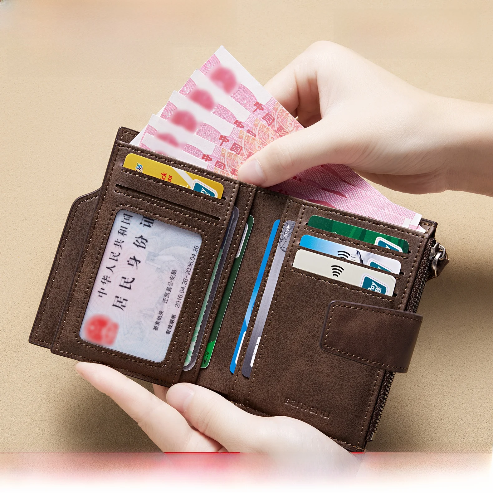 top-layer-cowhide-leather-short-wallet-for-men-youth-genuine-leather-bifold-card-holder-ladies-purse-vintage-style-zipper-clo