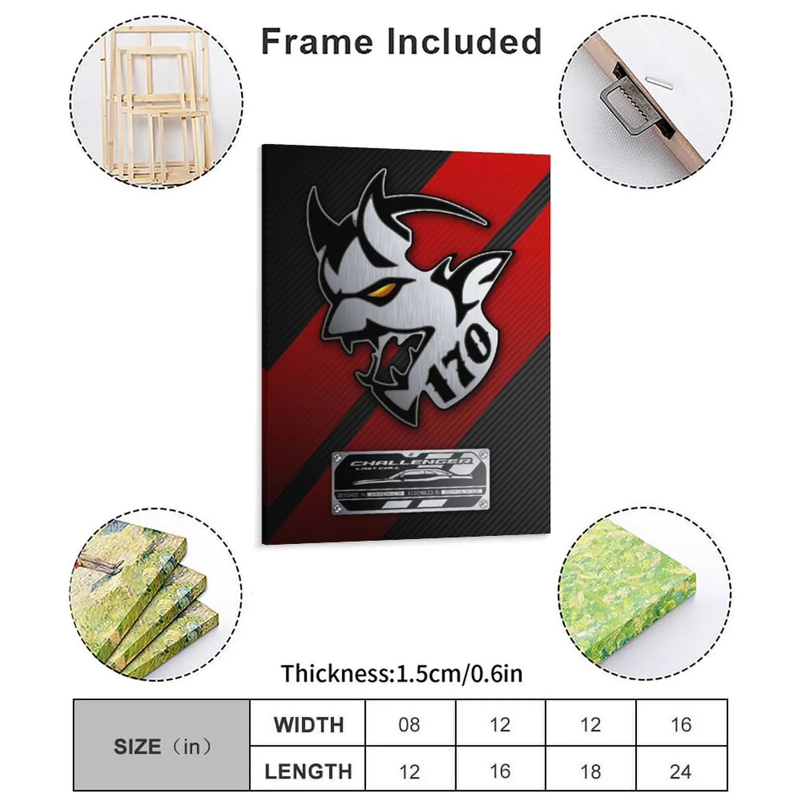 Demon 170 Badge Canvas Painting Rusty Designing Classic Cinema Garage Framed Wall Paintings