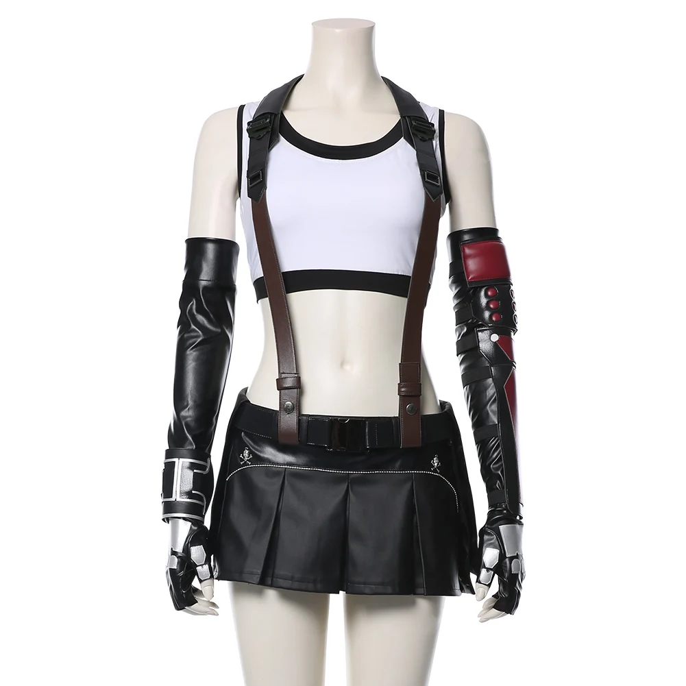 Final Fantasy Tifa Lockhart Cosplay Costume Top Pants Skirt  Pant Leg Women Girls Sexy Outfits Fantasia Halloween Carnival Suit