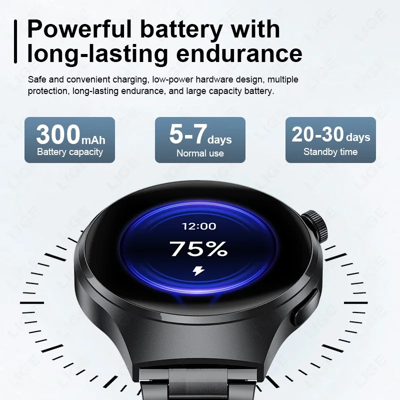 Reloj inteligente LIGE para hombres y mujeres, pulsera de llamada Bluetooth IP68, reloj deportivo resistente al agua para HUAWEI, reloj inteligente saludable para hombre