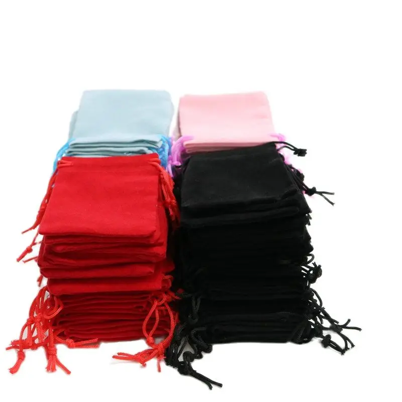 100PCS/batch 5x7cm velvet dust bag multi-color gift bag, used for packaging jewelry bracelets, watch straps, drawstring cotton