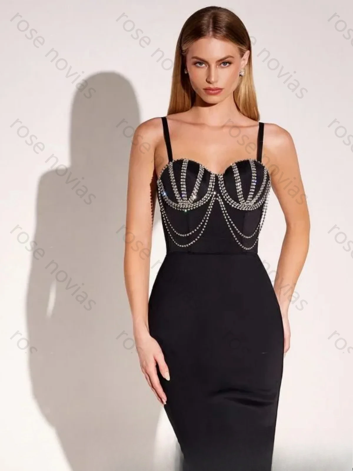 Haute qualité Sexy personnalisé élégant a-ligne robes de bal longueur au sol strass décoration dîner fête femmes robe فساتmavera
