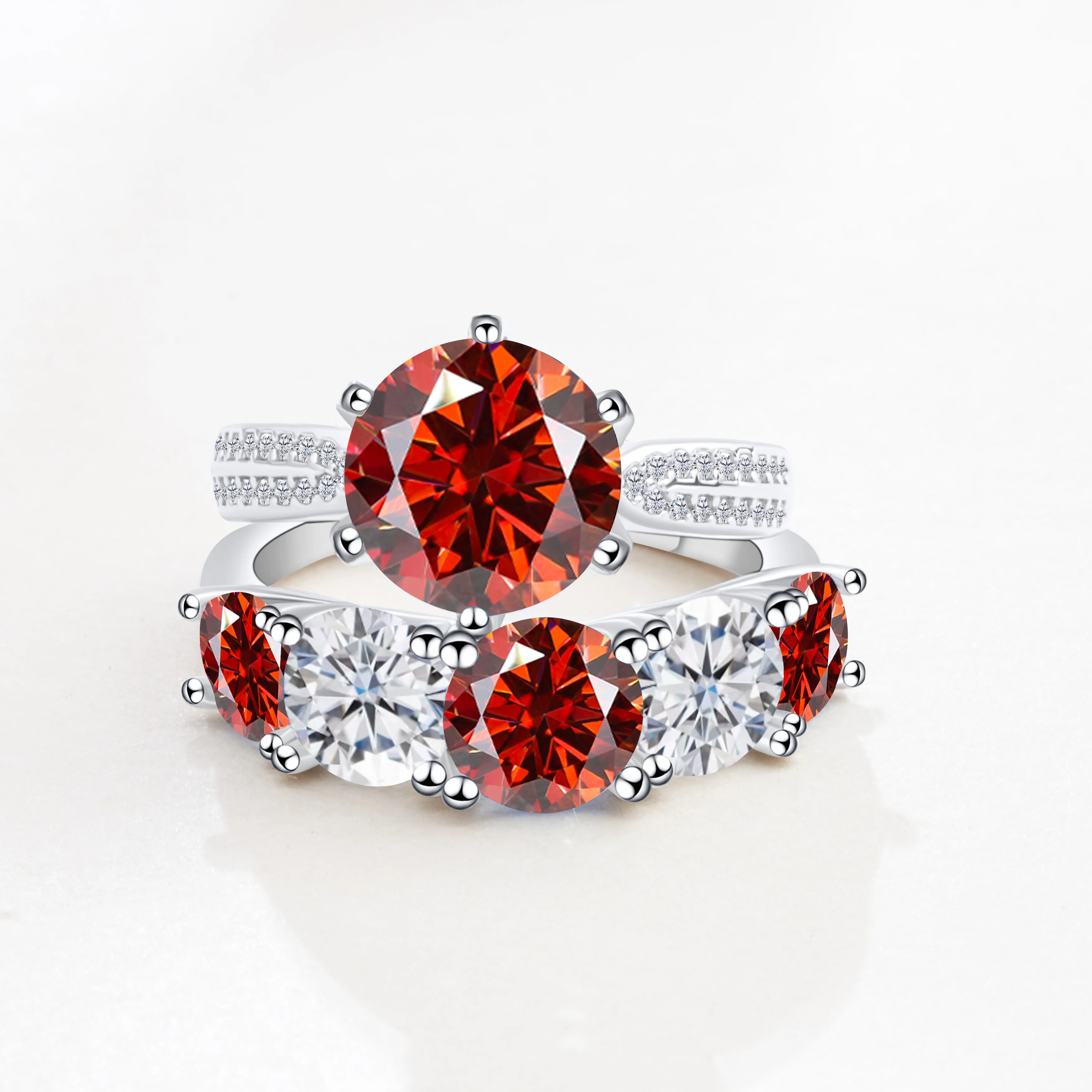 إجمالي 6.6 قيراط مويسانيتي خاتم الخطوبة الماس مع شهادات 925 فضة الزفاف الفرقة للنساء غرامة مجوهرات #2