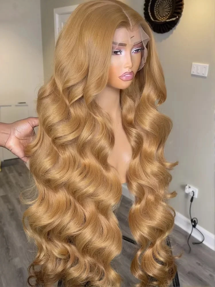 

30 38 inch Honey Blonde 13x6 HD Lace Front Human Hair Wigs #27 Colored Vietnamese Body Wave 13x4 Lace Fontal Wig 240% For Women