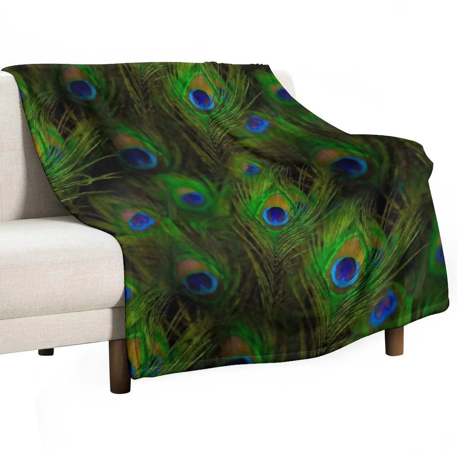 Peacock Feather Plummage Throw Blanket Retros Luxury Brand Flannel blankets and throws Blankets