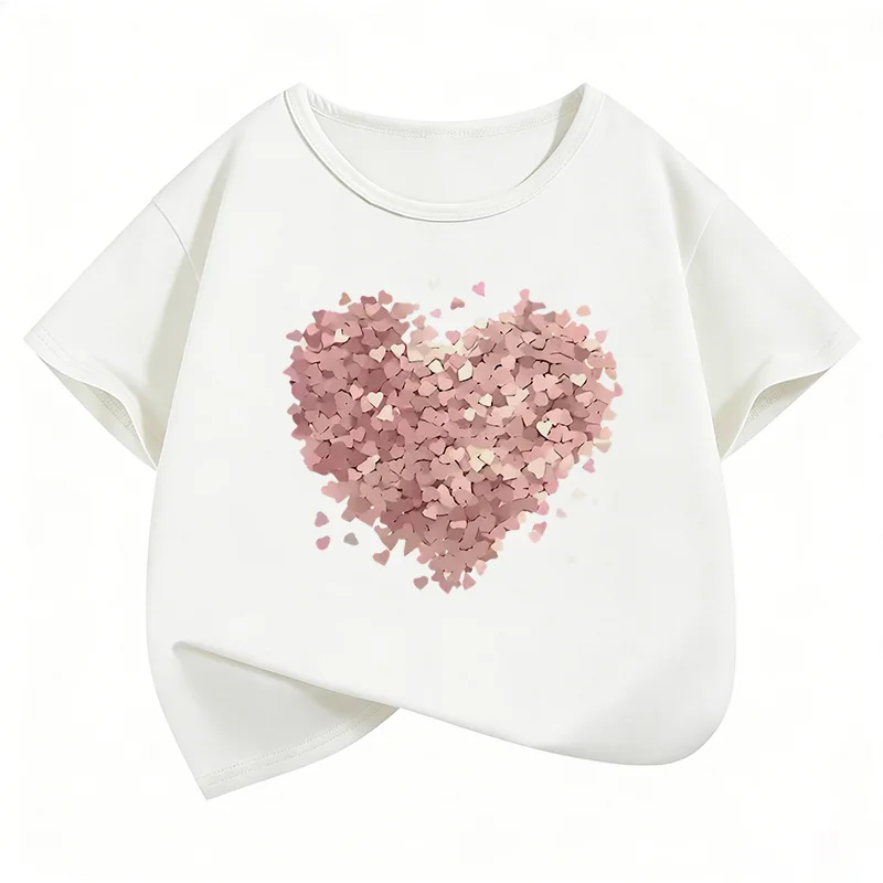love heart Funny T Shirts fashion short sleeve Kids Children's T-shirt Boys Girls Summer Spring Casual Top Tee Shirt