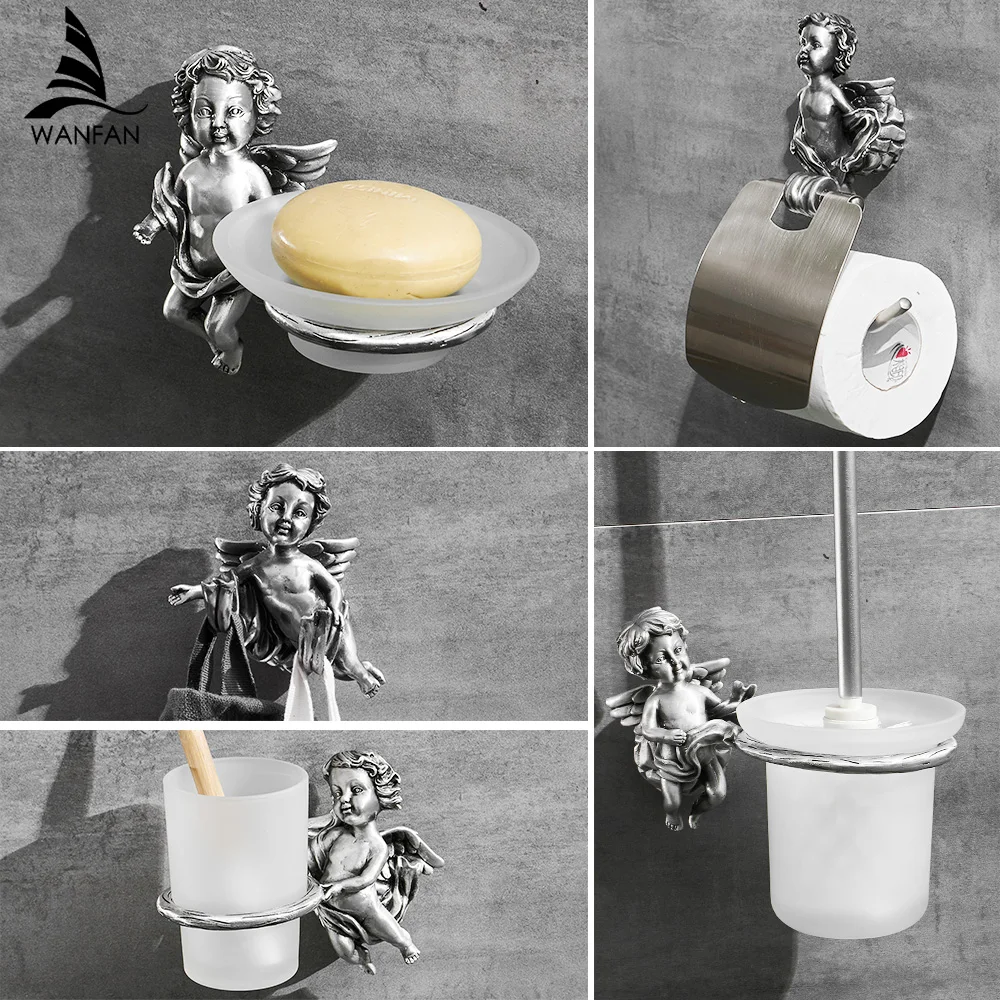 

Silver Bathroom Accessories Sets Toilet Tissue Roll Paper Holder Towel Rack Bar Rail Ring Robe Clothes Hook Hardware MB-0782T