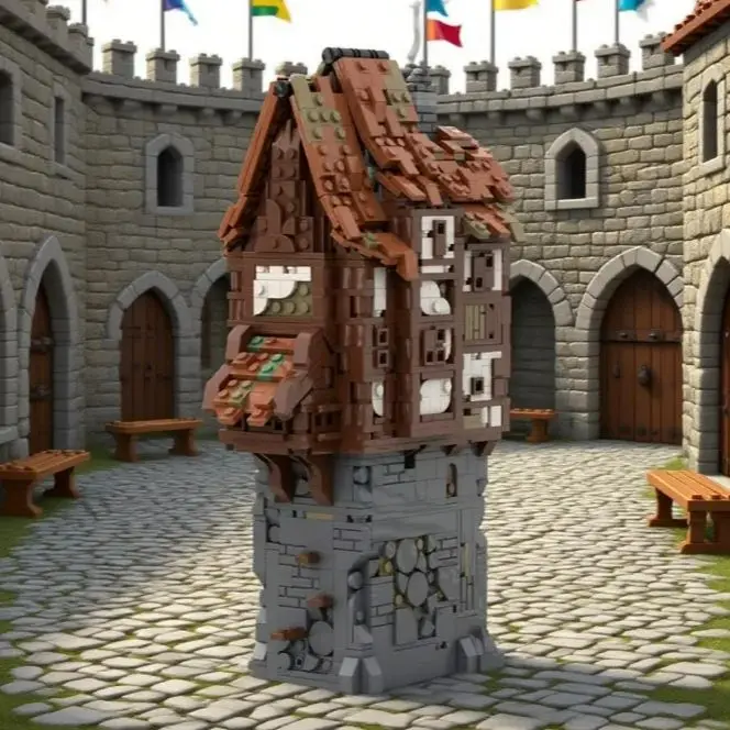 

MOC Medieval Castle Building Blocks City Street View Nameless Village Architecture Model Idear Assembled Toys Kid Christmas Gift