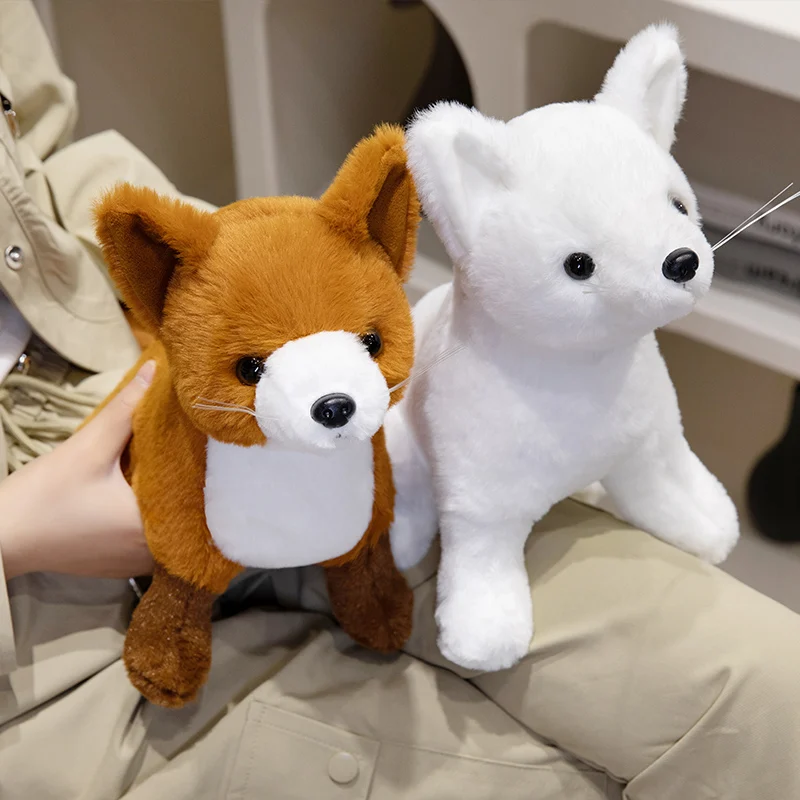 Simulation Fox Plushie Stuffed Toys Forest Animals Lifelike White Foxes Peluche Toys Home Decor Doll For Kids Birthday Gift