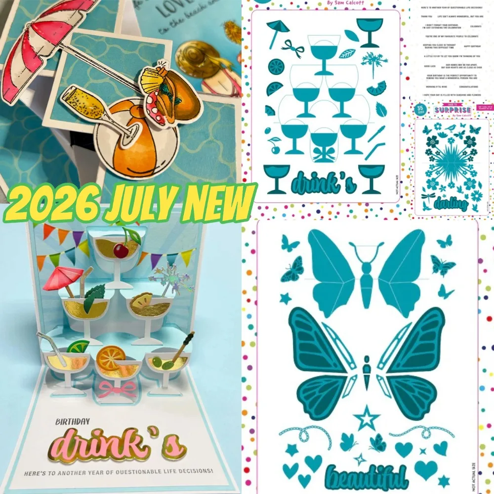 2026 July New Made To Surprise Die Metal Cut Dies and Clear Stamps Scrapbooking to Make Paper Engraving Frames Card Craft Set