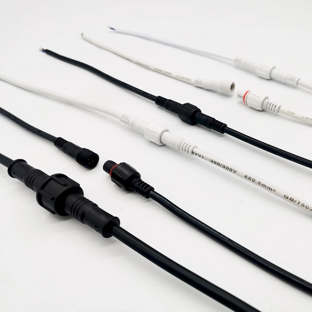 2Pin 3Pin 4Pin 5Pin LED Stecker DC Stecker und Buchse Wasserdicht IP68 20 cm Schwarz Weiß Transparent Kabel 22 24AWG für Streifen Licht – Detail 6