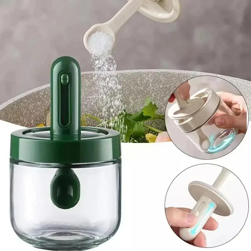 Kitchen Accessories Seasoning Pot With Spoon Salt Pepper Seasoning Pot Sauce Vinegar Glass Oil Brush Bottle Honey Sugar Pot