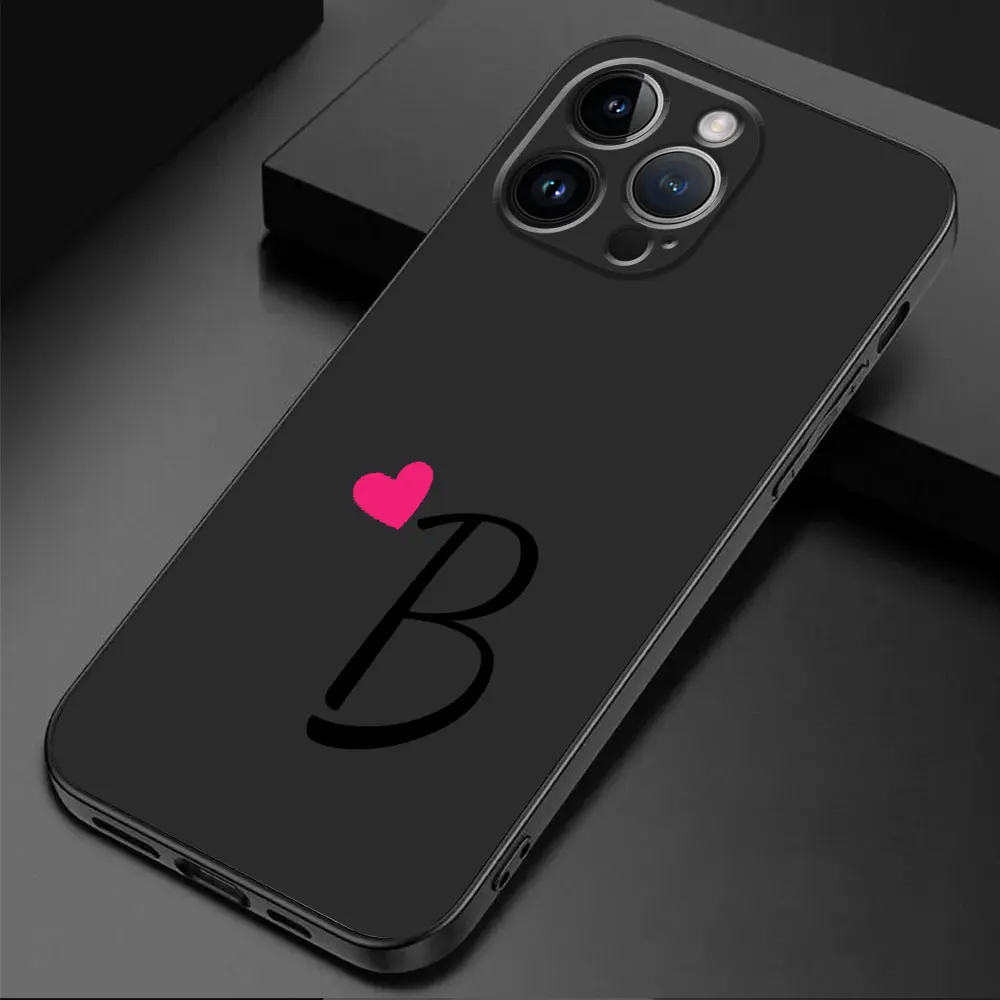 Etui na telefon Initial Letter A-F Love Heart Couples do iPhone 11 XS X 12 Mini 14 8 Plus 13 Pro SE XR 15 Pro Max TPU Soft Cover — zdjęcie 3