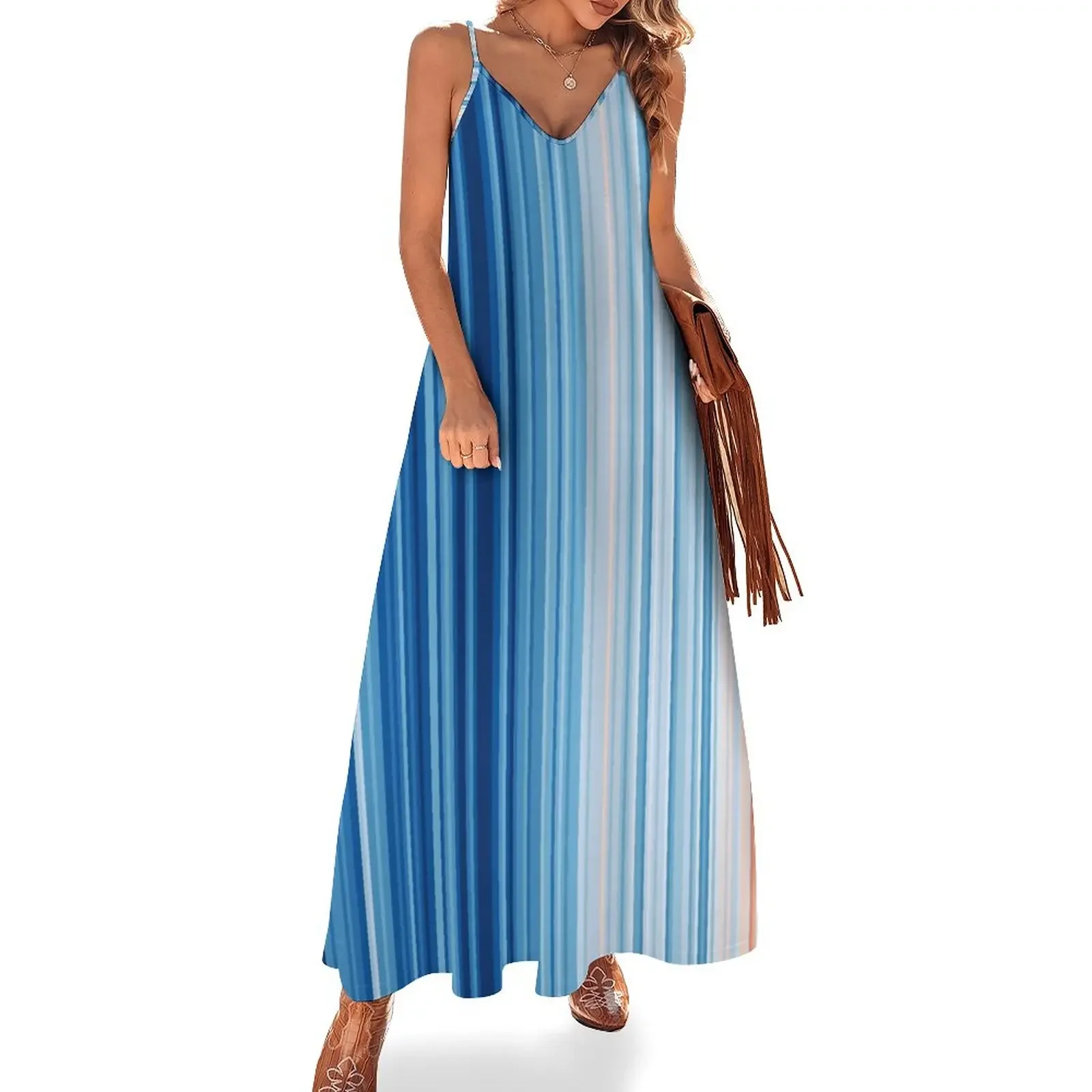 

Warming Stripe: Global Sleeveless Dress dress for woman women's evening dresses