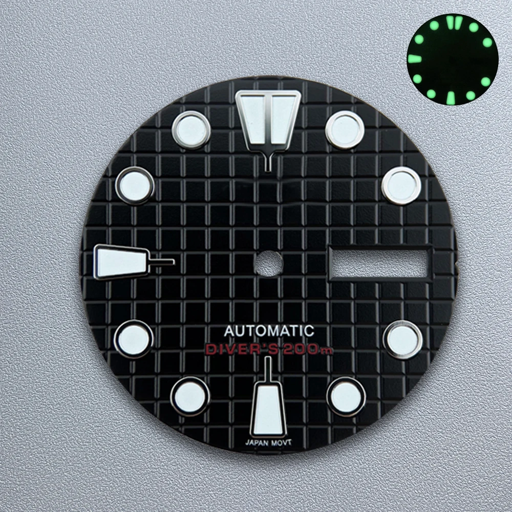 28.5 مللي متر S شعار الهراء الهاتفي NH36/4R36 الحركة اليابانية الأخضر مضيئة المزدوج التقويم ساعات عالية الجودة تعديل الملحقات