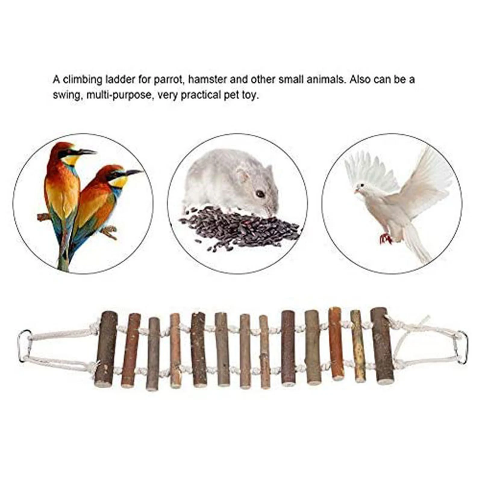 Wooden Parrot Hamster Climbing Ladder Bird Perch Stand Toys for Pet Bird Cage Accessories Parrot Climbing Rope