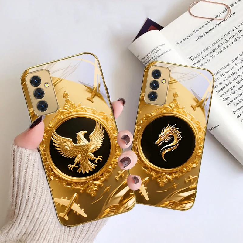Magnifique avion doré pour Samsung Galaxy S 21 S22 S23 Plus S24 Ultra S20 FE 25Ultra S21 + S9 + 22Plus, coque de téléphone en verre doré