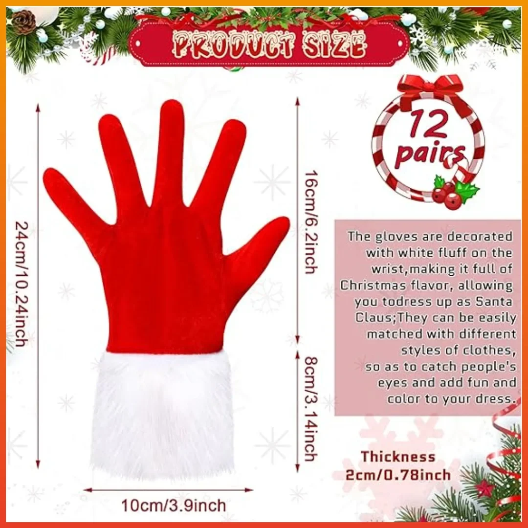 1set Velvet Santa Claus Gloves Full Finger Mitten Short Red Santa Christmas Mittens Birthday Gift New Years 2026 - view 3