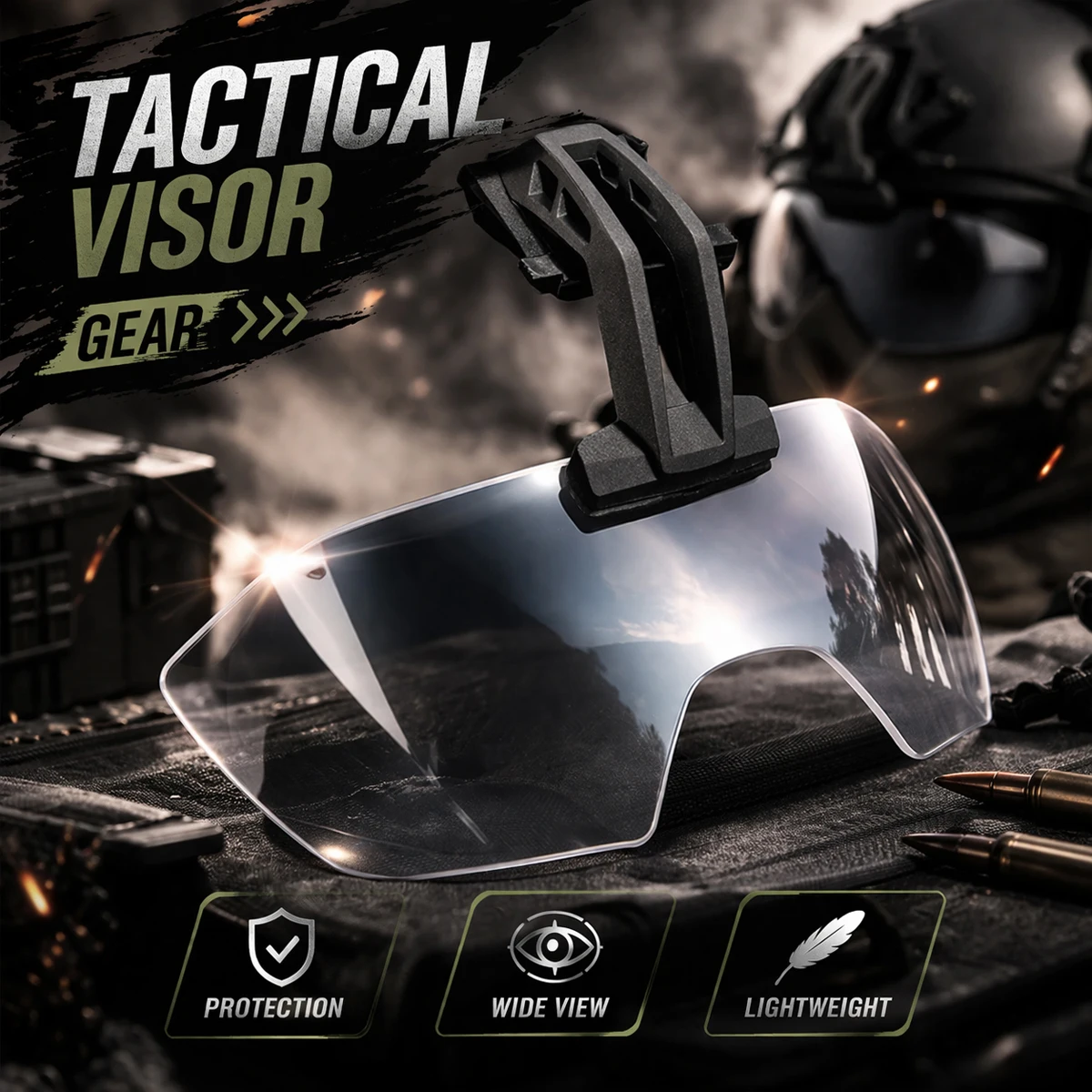 

3mm Tactical Goggles FAST Helmet Rail Flip Up Mask Anti-fog Explosion-proof Ballistic Eyewear for Airsoft Hunting CS War Games