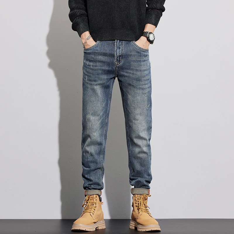 

American Vintage Luxury Men's Designer Jeans - Premium Stretch Slim Fit Vintage Wash Denim Pants (Autumn/Winter Collection)