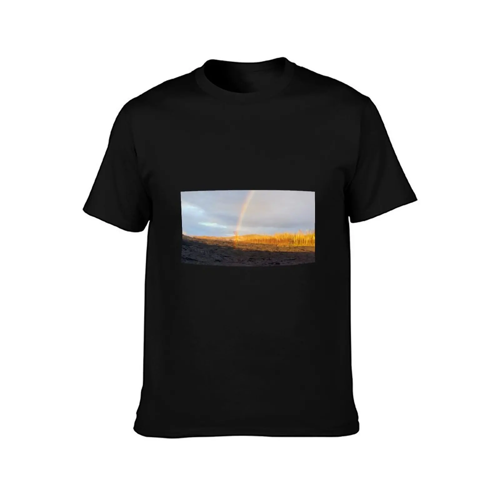 AHT Rainbow tree on lava T-Shirt Worker Basic Short Sleeve Tee T-Shirt