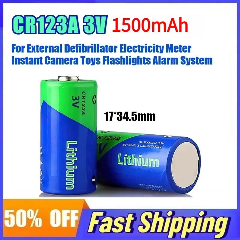 20PC CR123A 3V 1500mAh Lithium Battery for External Defibrillator Electricity Meter Instant Camera Toys Flashlights Alarm System