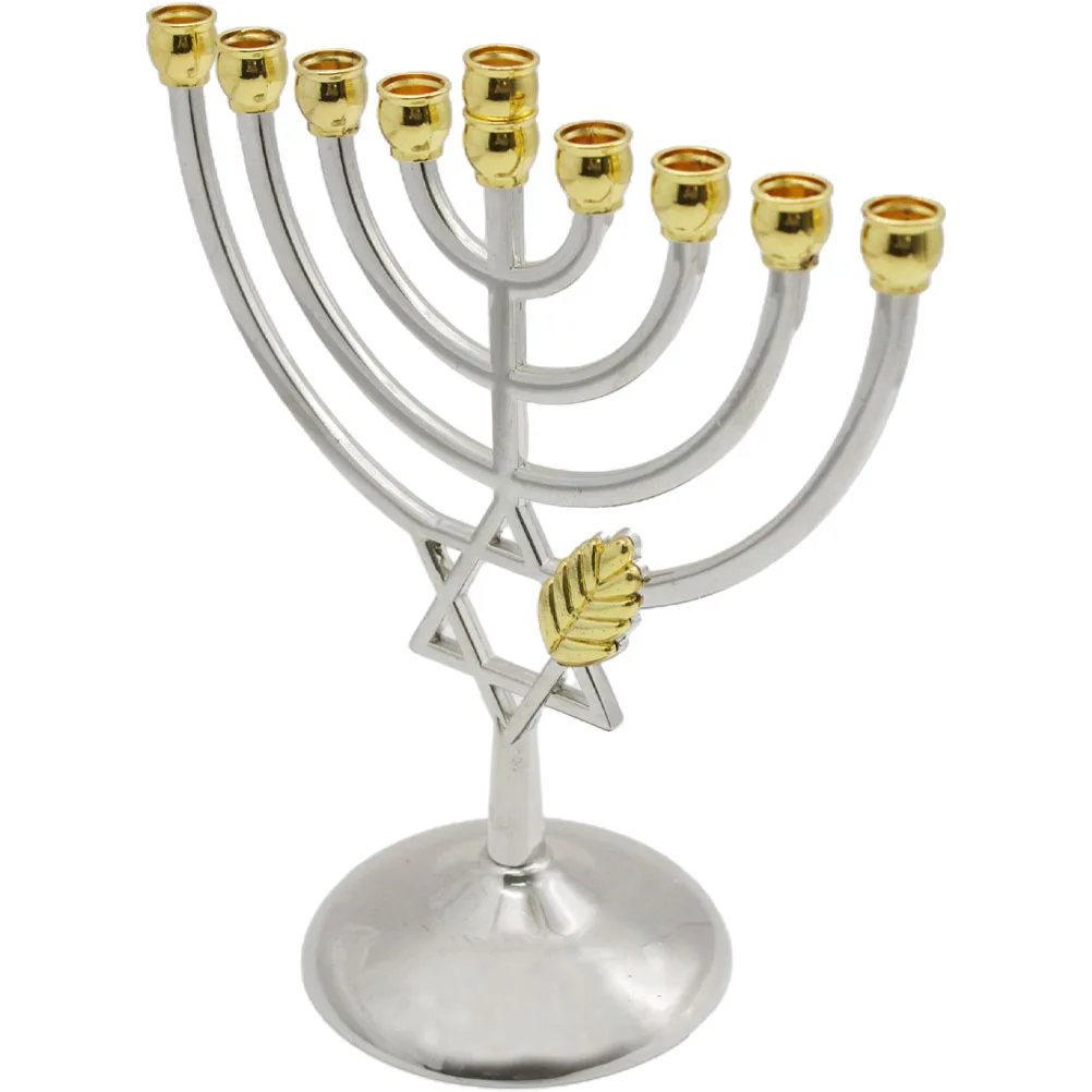 

Holder Hanukkah Candlestick Metal Candlestick Party Festival Jewish Holder 9 Branch Candlestick Desktop Decoration