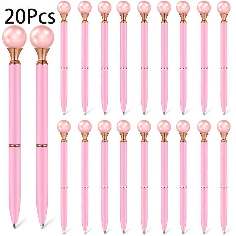 20Pcs Jewel Ballpoint Pens Pearl Pen Metal Signature Pens