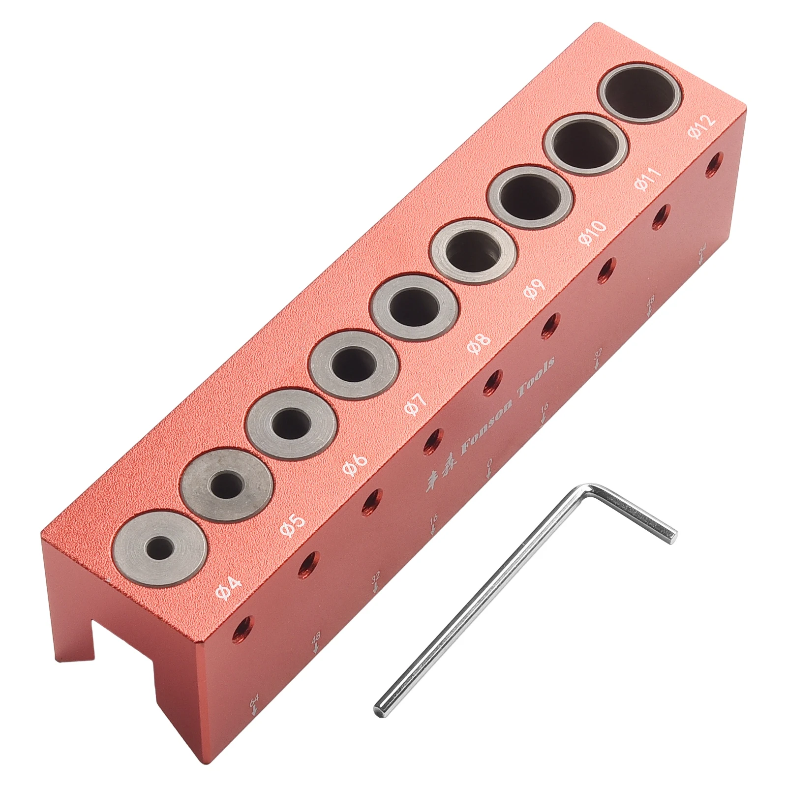 

4-12mm Vertical Pocket Hole Jig Woodworking Dowel Drill Guide Self Centering 9-Hole Drill Bit Guide Jig Positioner Locator