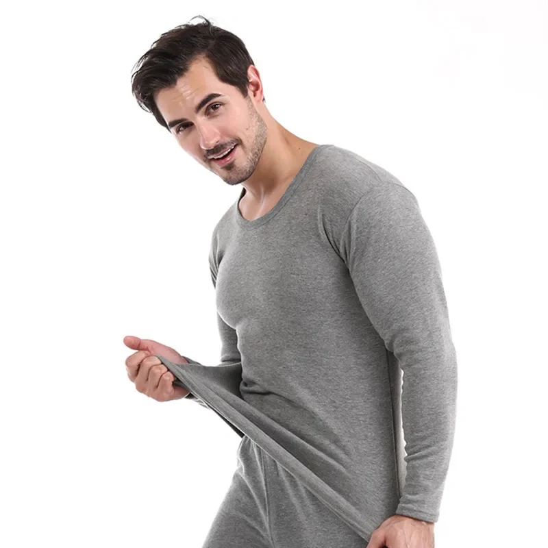 Men Warm Thick Fleece Long Johns Tops Man Thermal High Collar T Shirts Bottom Suit Winter Thermos Clothing Underwear Pajamas