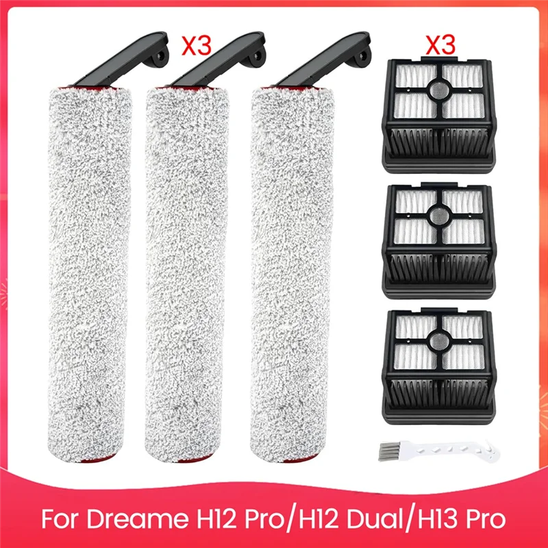 A86I-مرشحات HEPA الأساسية وبكرات الفرشاة لـ Dreame H12 Pro، H12 Dual، H13 Pro ترقيات المكنسة الكهربائية الرطبة والجافة
