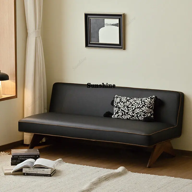 

Wabi Sansan Solid Wood Retro Sofa Modern Living Room Commercial Bench