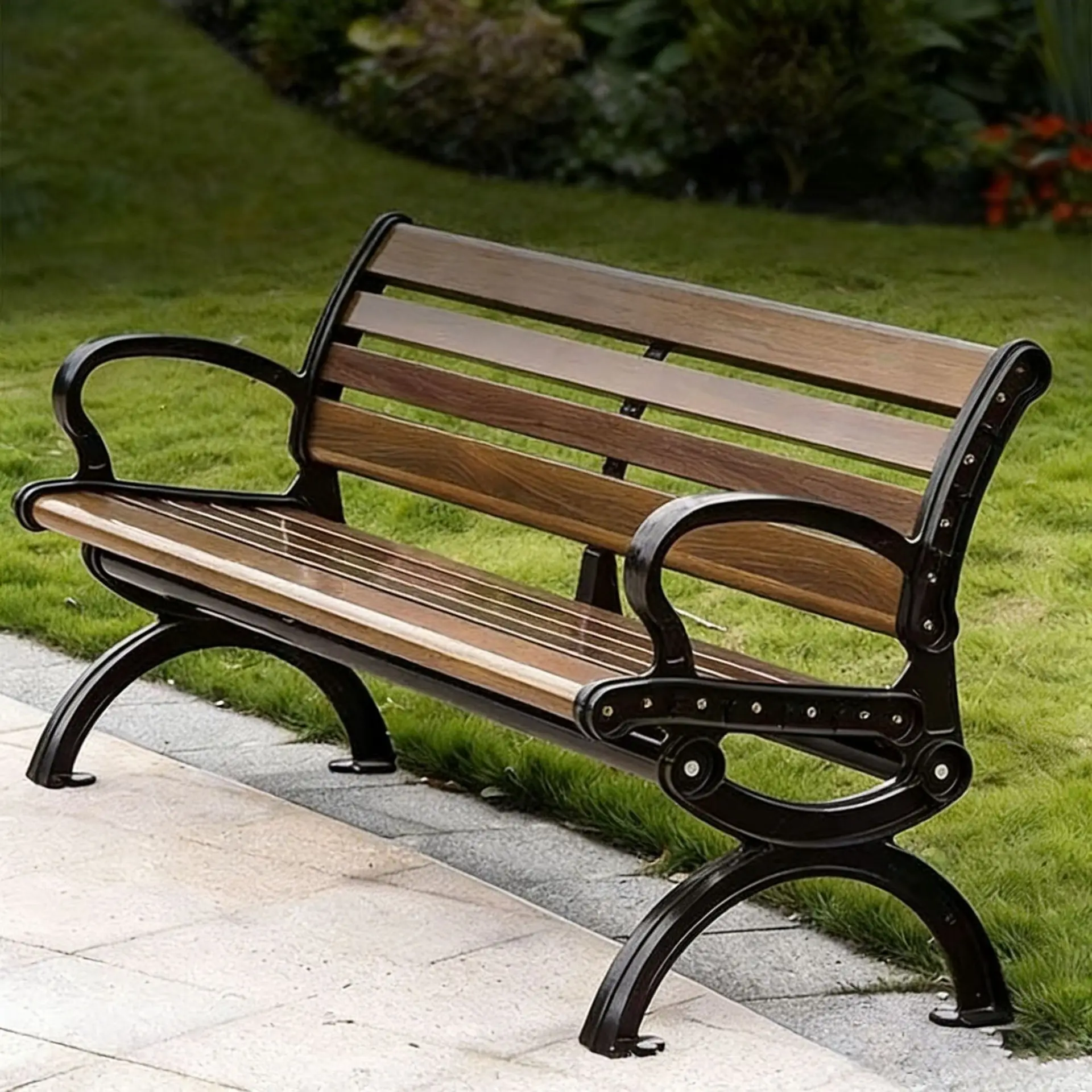 #Modern Durable Metal Garden Chair with Armrests Eco-Friendly Waterproof Outdoor Furniture for Hotels Villas Parks & Courtyards