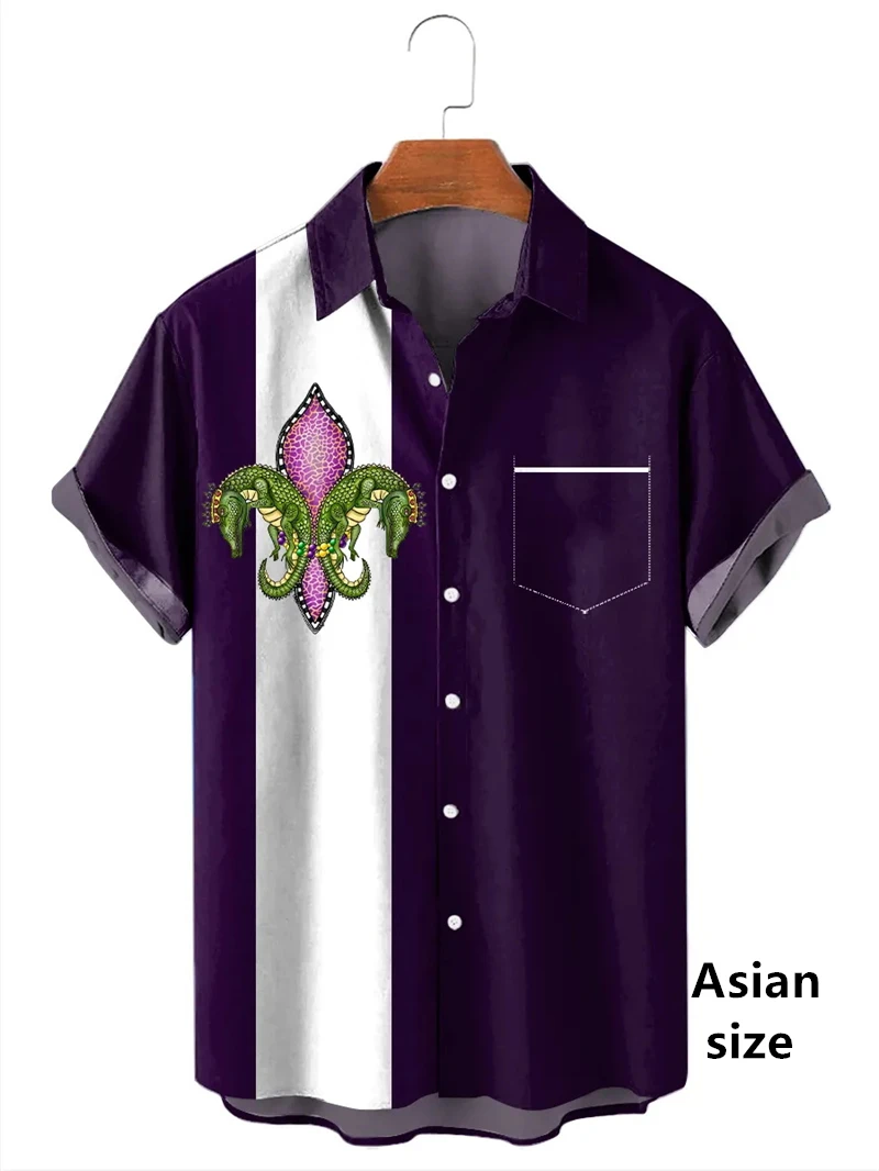 2025 New Mardi Gras Shirts 3D Print Men's Mask Short Sleeves Tops Casual Pop Outdoor Vacation Streetwear Unisex Button Up Shirt