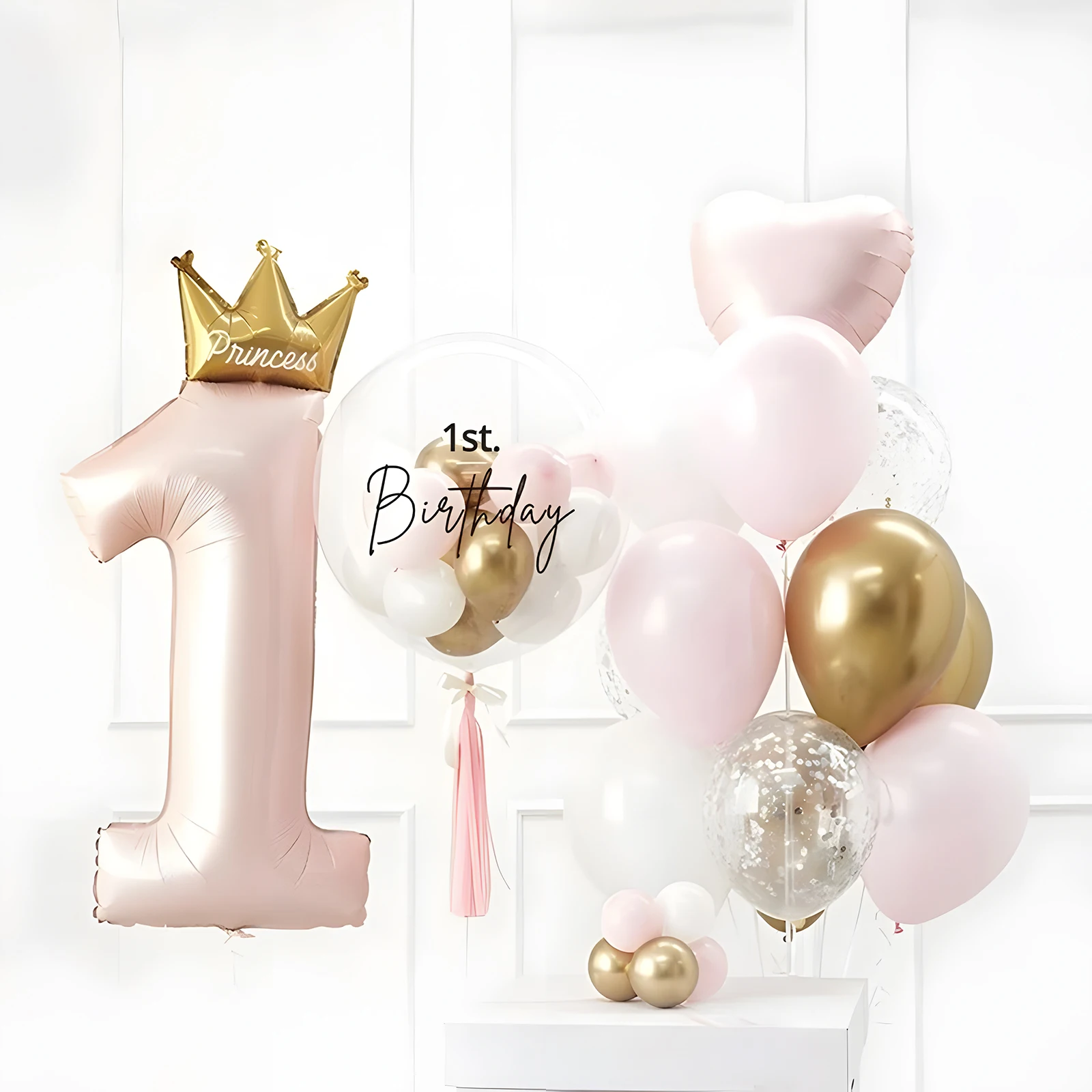 40inch Prince Crown Number Foil Balloons 1st Birthday Party Decorations Kids Boy Girl First One Year Anniversary Globos Supplies