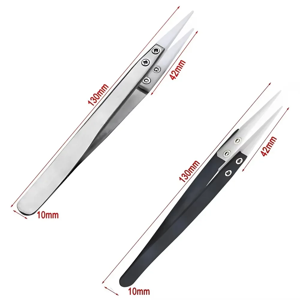 Anti Static Tweezers Ceramic Head Insulation Clip Acid Resistant Experimental Tweezers For Watch Hands Installation Repair Tool