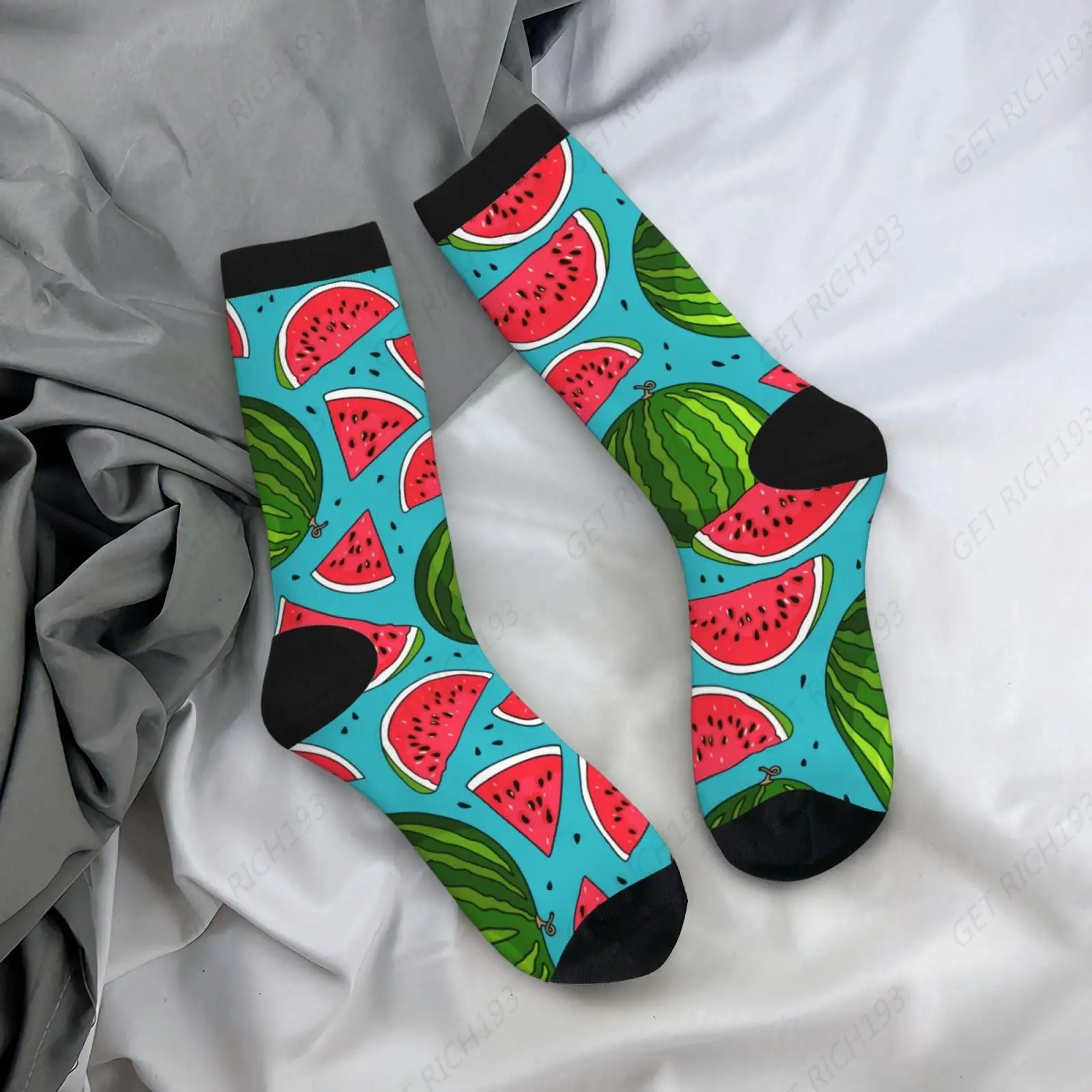 Juicy Watermelon Novelty Socks For Men Women, Funny Crazy Crew Socks Casual Dress Socks Gifts